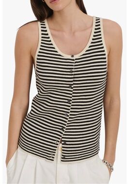 Alex Mill Cream & Black Louisa Stripe Sleeveless Sweater Vest Size XL